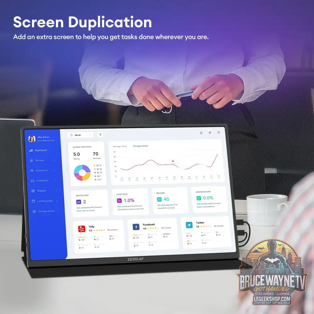 ZEUSLAP P16K - Moniteur Portable 16’’ 2.5K 144Hz 100% sRGB HDR500 Gaming - 16’’ - Moniteur Portable
